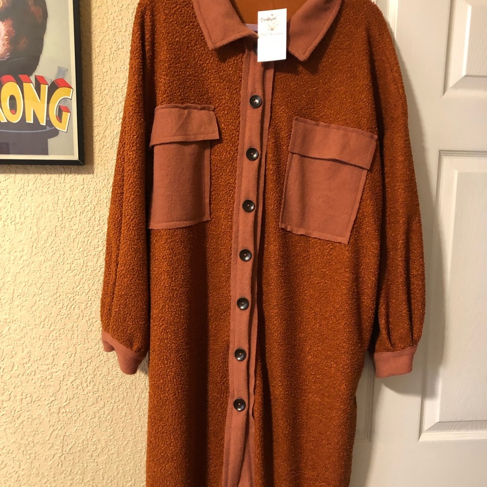 Nwt Rust Shacket By Ces Femme L New Nwt - image 3